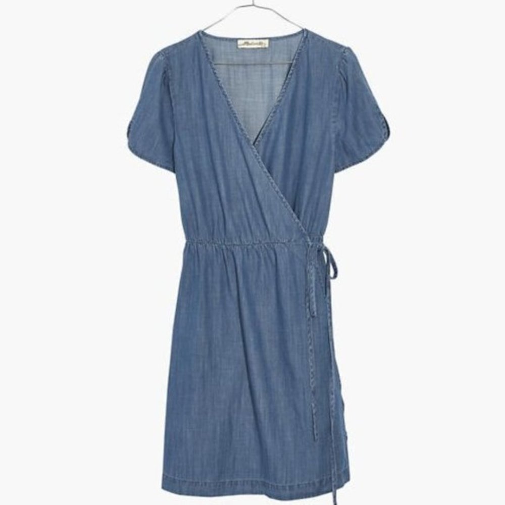 NWT Madewell Denim Wrap Spring Dress Small - Picture 5 of 11